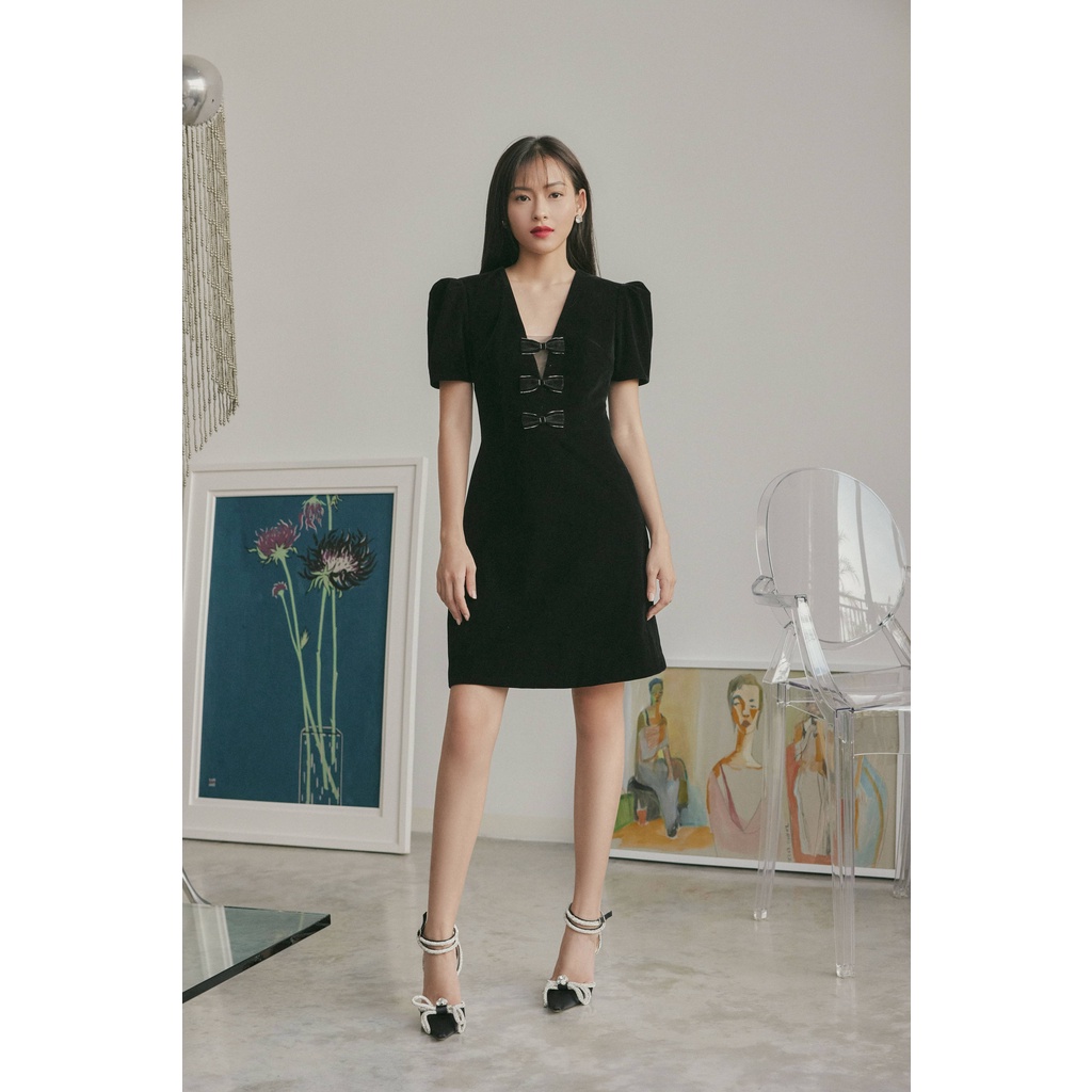 Little Velvet Dress HUONG BOUTIQUE HBV1227, 2 màu đỏ & đen