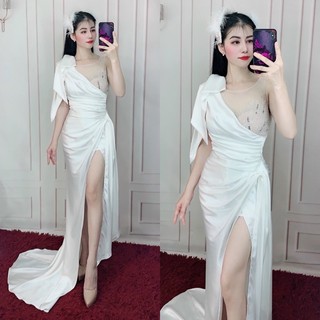 (Ảnh&Clip thật) Đầm dạ hội body phi cao cấp kết cườm cúp - S, M