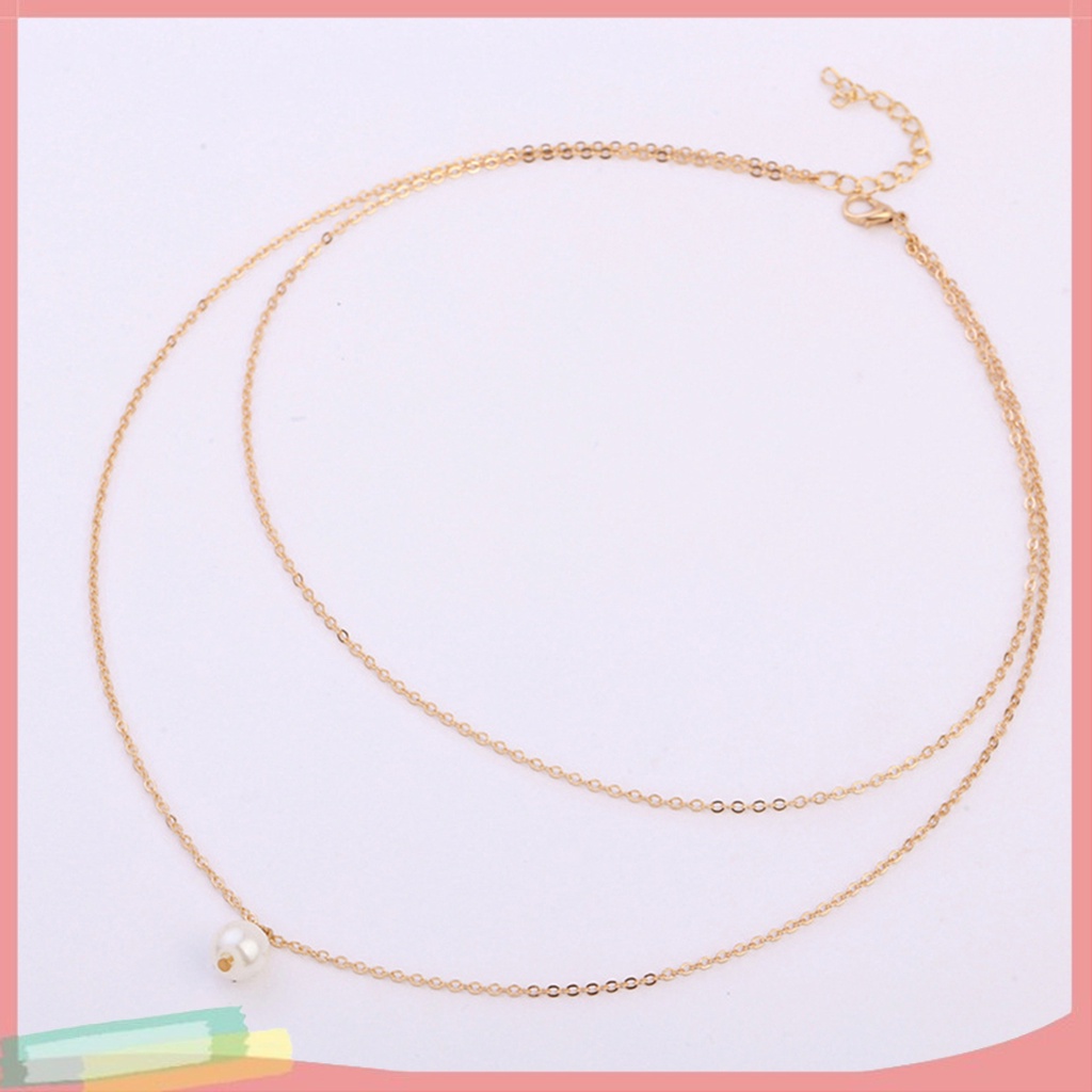 Vòng Cổ Hợp Kim Mạ Vàng Nhiều Lớp Trang Trí Ngọc Trai Giả Dễ Thương Cho Nữ