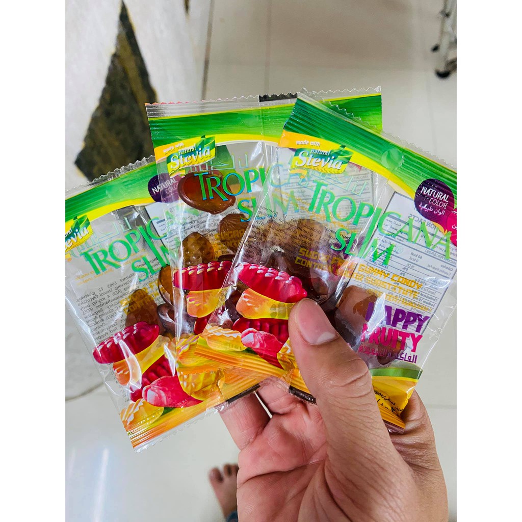 Kẹo dẻo ăn kiêng không đường Tropicana Slim Happy Fruit 80g (4 x 20g) - Hàng phân phối độc quyền