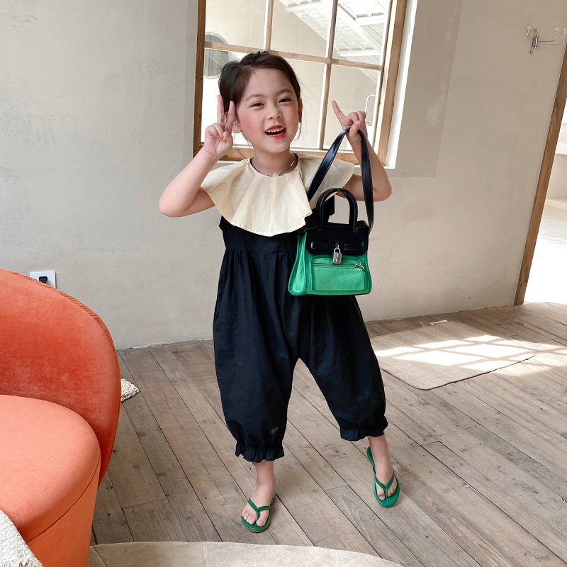 Áo liền quần Cổ Bèo Dáng Rộng Thời Trang Đáng Yêu Dành Cho Bé Gái 1-2 Tuổi