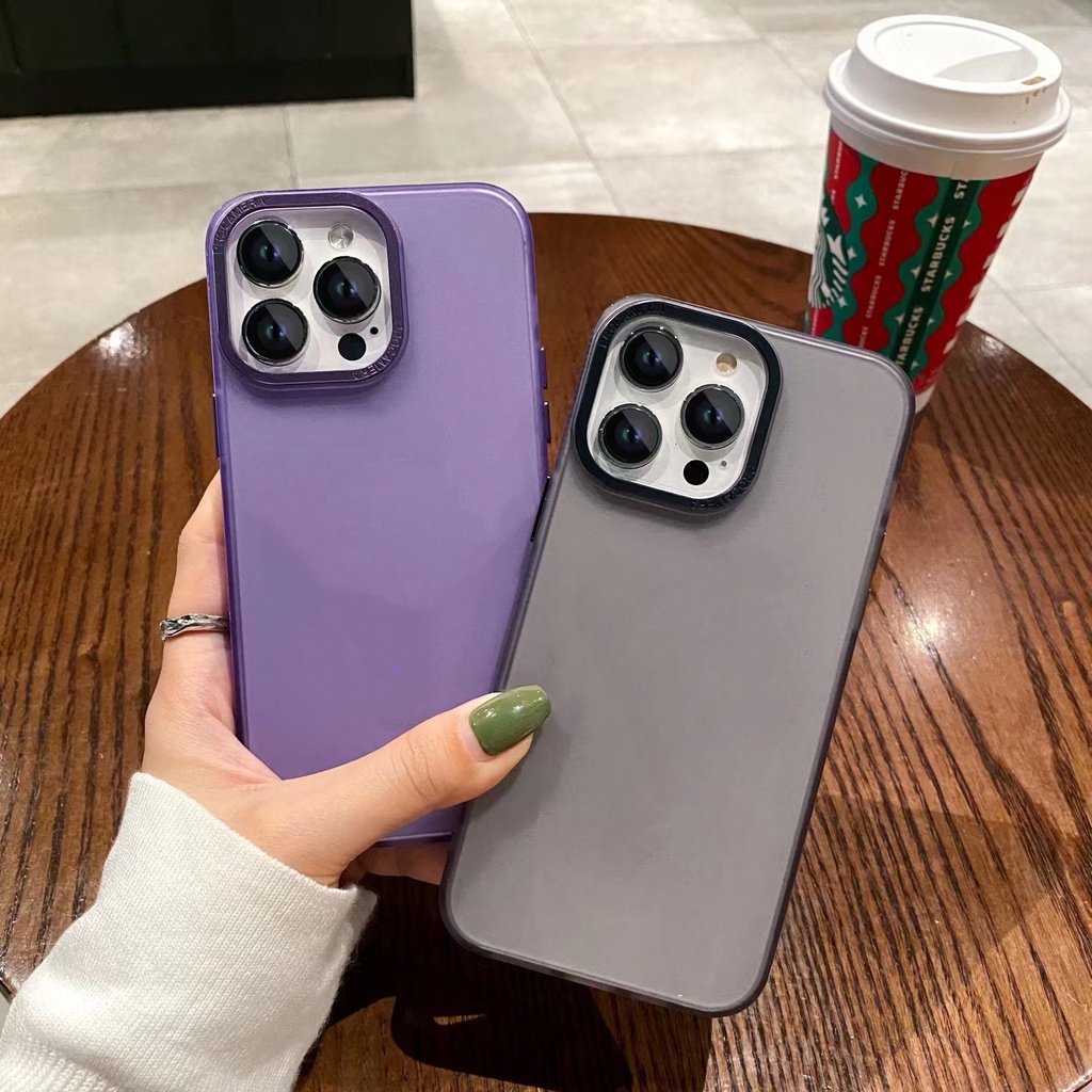 Ốp Điện Thoại acrylic Cứng Mặt Nhám Màu Xanh Dương Cho compatible for iPhone 14 pro max 13 pro max