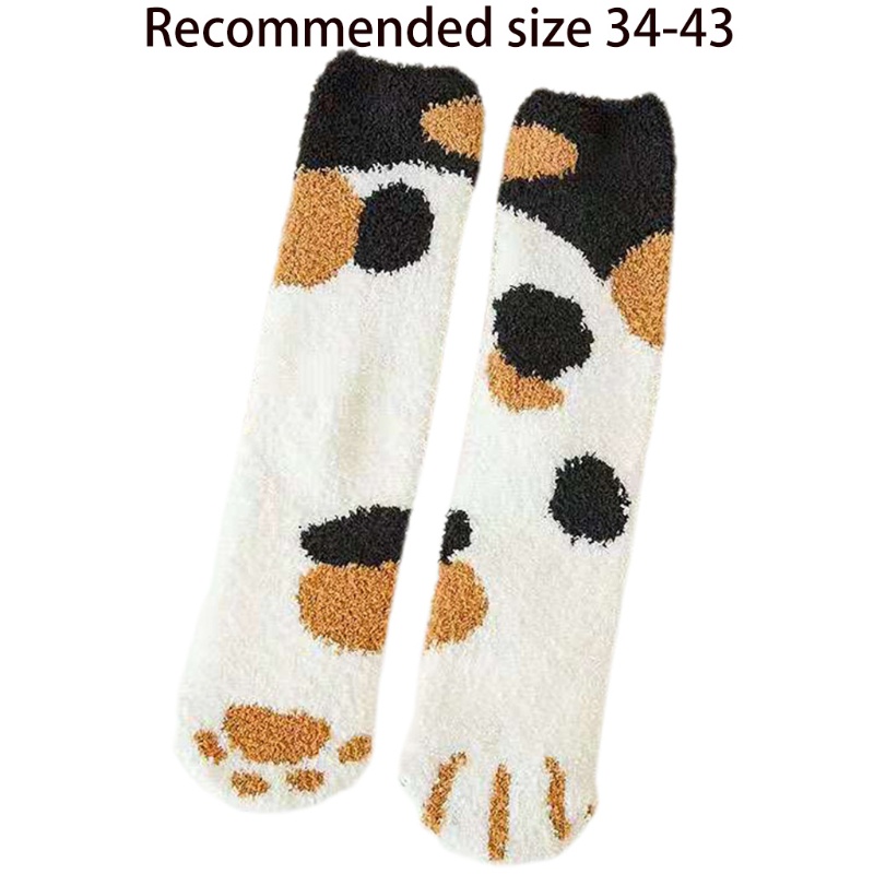 Tất Lông Xù Dày Dặn Kiểu Dấu Chân Mèo Hoạt Hình 3D Đáng Yêu Cho Nữ