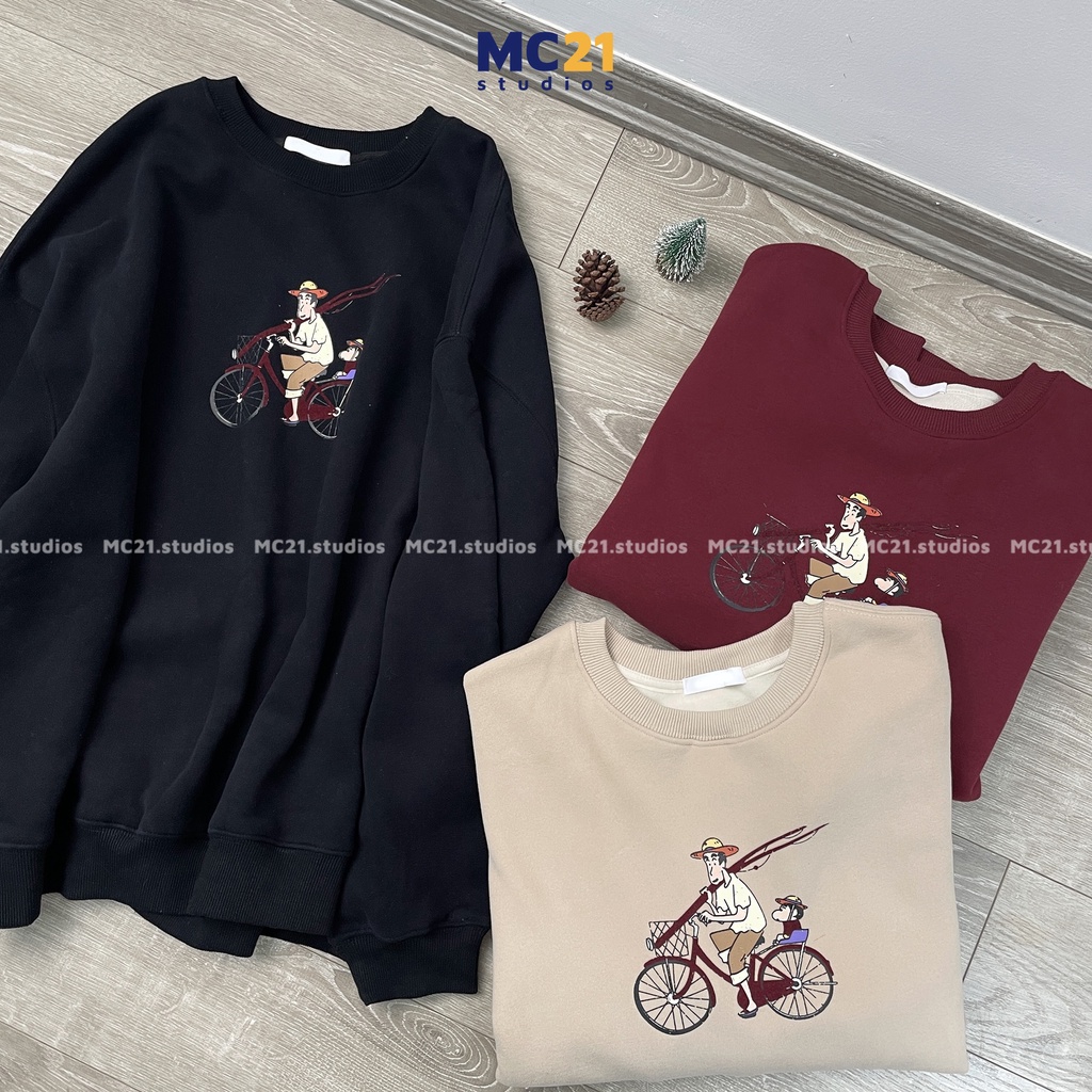 Áo sweater oversize MC21.STUDIOS nam nữ Unisex form rộng Ulzzang Streetwear Hàn Quốc chất nỉ lót bông cao cấp A3410