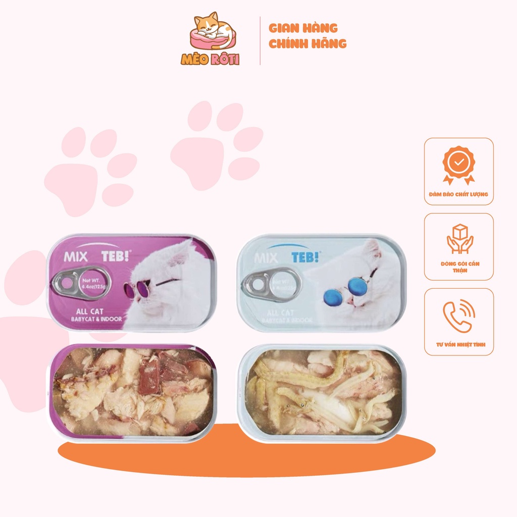 Pate TEB MIX Tổng Hợp Các Vị cho Mèo Con Mèo Lớn 125g
