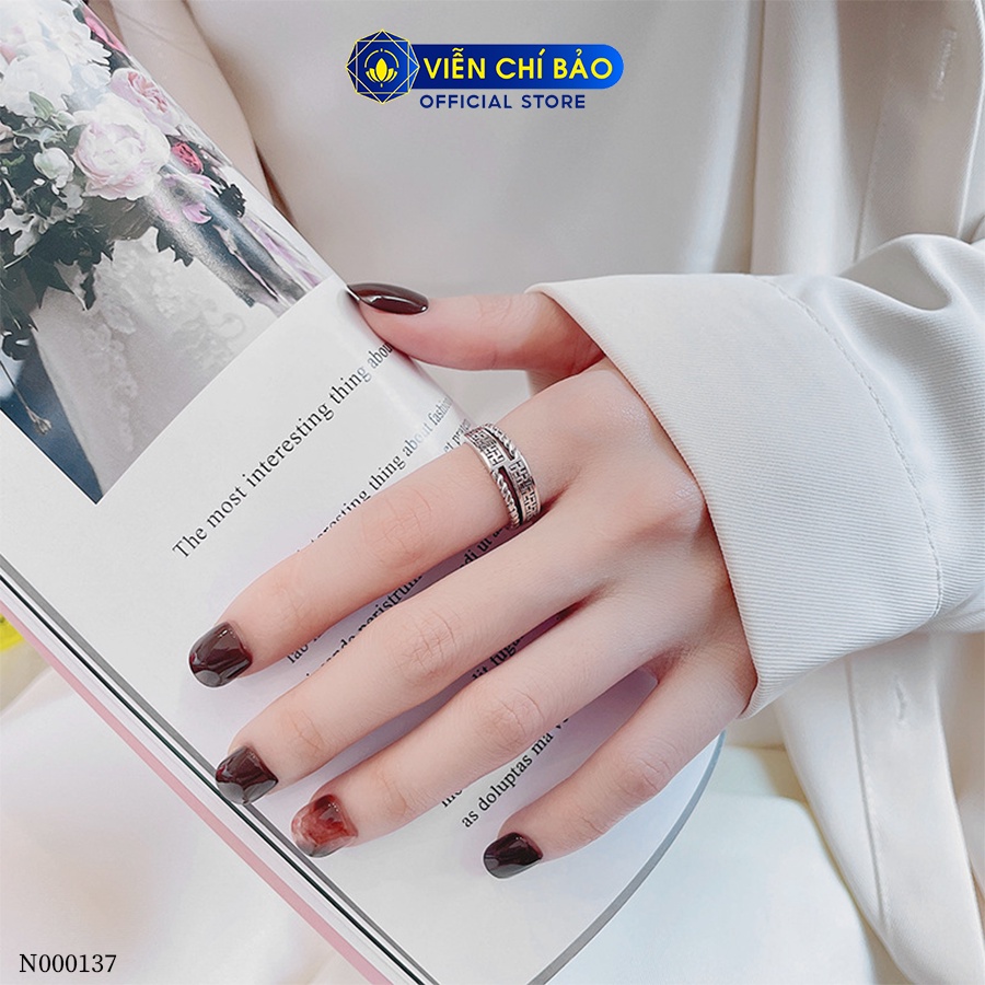 Nhẫn chữ Vạn xích chéo chất liệu bạc Thái 925 thời trang phụ kiện trang sức nữ Viễn Chí Bảo N000137