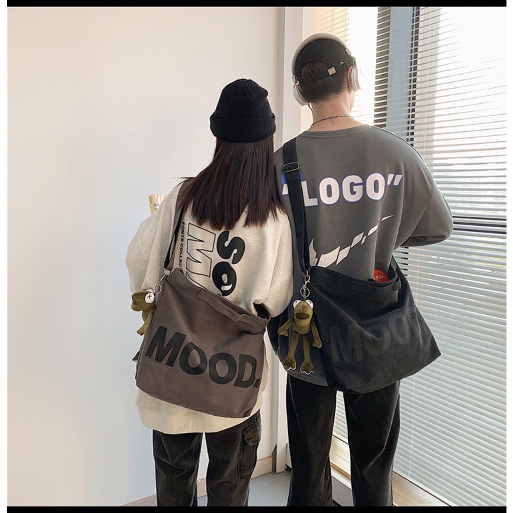 TÚI TOTE ĐEO CHÉO NAM NỮ MOOD VẢI CANVAS PHONG CÁCH ULZZANG UNISEX