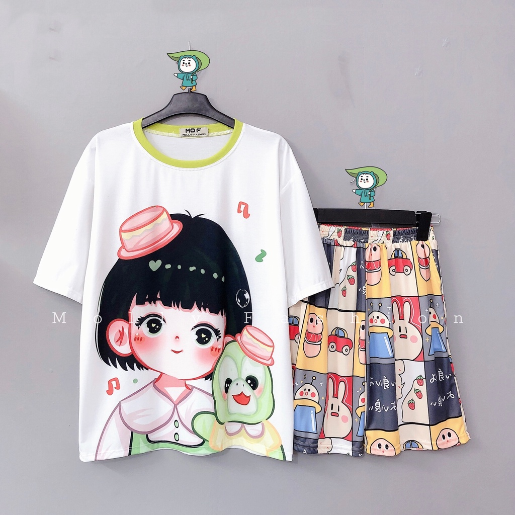 Set đồ bộ hoạt hình ❤️ Bộ mặc nhà Cartoon BUBBLE GIRL Freesize Molly Fashion