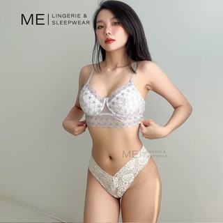 Áo lót ren nữ corset có gọng không mút hoa thêu tím nhạt gợi cảm trẻ trung MElingerie & Sleepwear