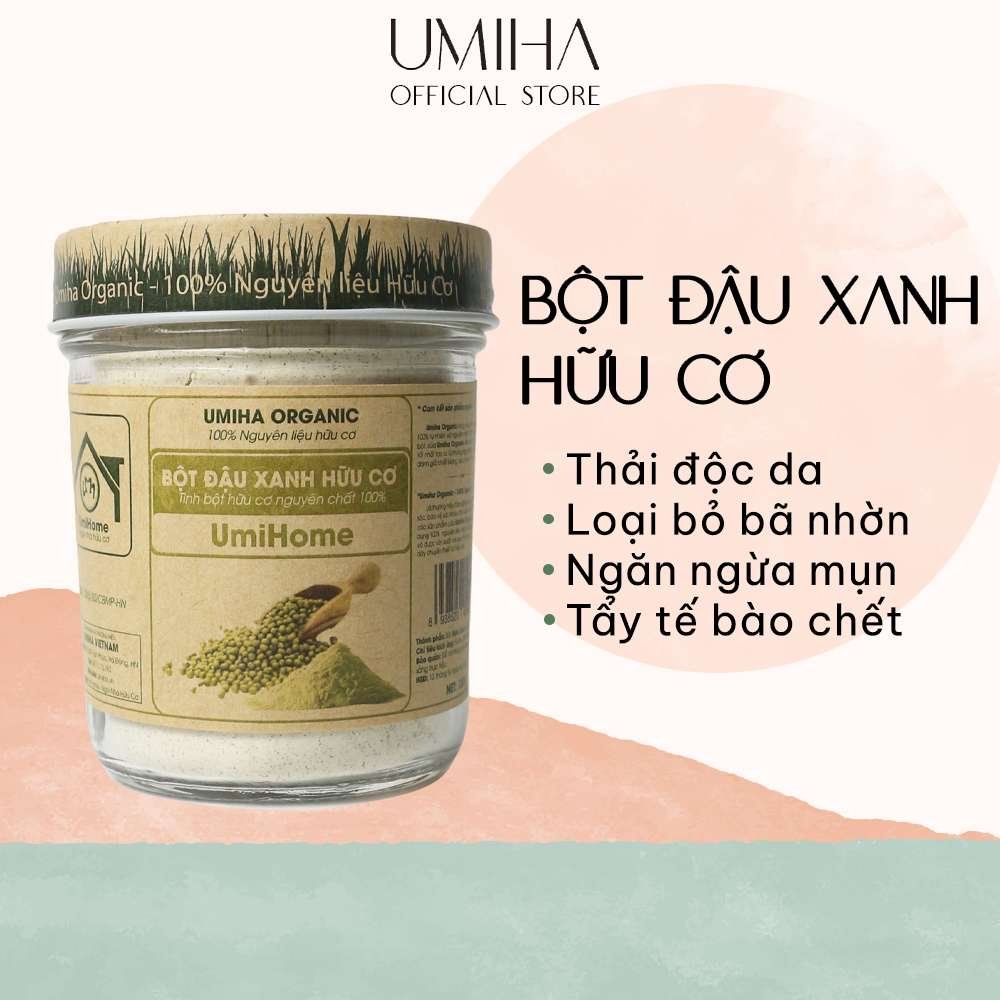 Bột Đậu Xanh Đắp Mặt Nạ Hữu Cơ UMIHA Nguyên Chất | Green Bean Powder 100% Organic 135g