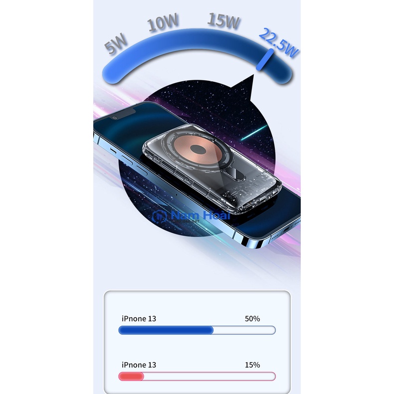 Pin Sạc Dự Phòng Sạc Nhanh Không Dây Từ Tính CX005 22.5W Không Dây 15w dung lượng 10.000 mAh - Hàng chính hãng