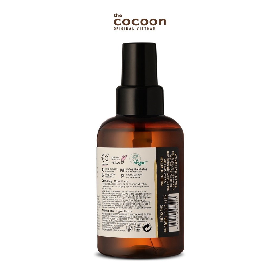 Xịt Thâm Mụn Lưng Bí Đao Cocoon 140ml