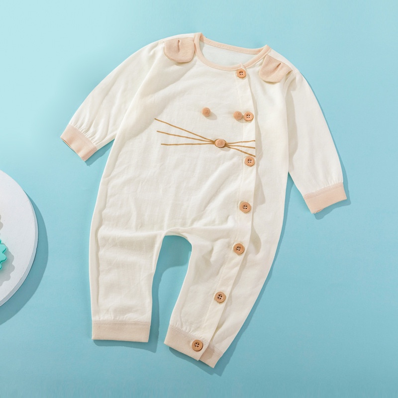 Babyfair. Áo liền quần cho bé dài tay ấm áp thân thiện với da Thân đường cong Đóng mở rộng Đáy dễ thương trẻ sơ sinh Trang phục mới biết đi