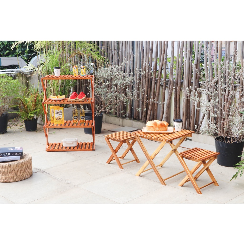Bàn Ghế Gỗ Cafe Morning House- Có khả năng gấp gọn, tiện lợi đi dã ngoại, cắm trại, ngồi ban công chung cư uống café thư
