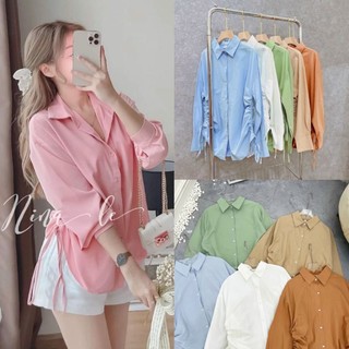 BIGSIZE ÁO SƠ MI NỮ RÚT DÂY 2 BÊN FORM RỘNG DÀI TAY BIGSIZE 60-75KG ÁO SƠ MI RÚT DÂY TÔN EO GỌN DÁNG