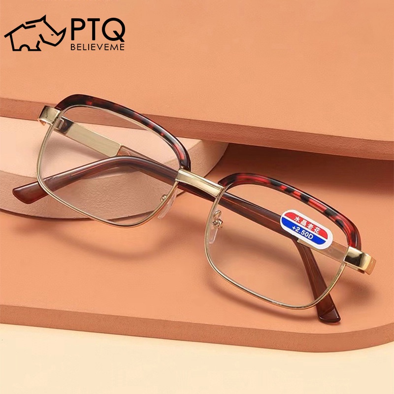 Kính Đọc Sách Gọng Lớn Bằng Kim Loại Pha Lê Thời Trang Thoải Mái