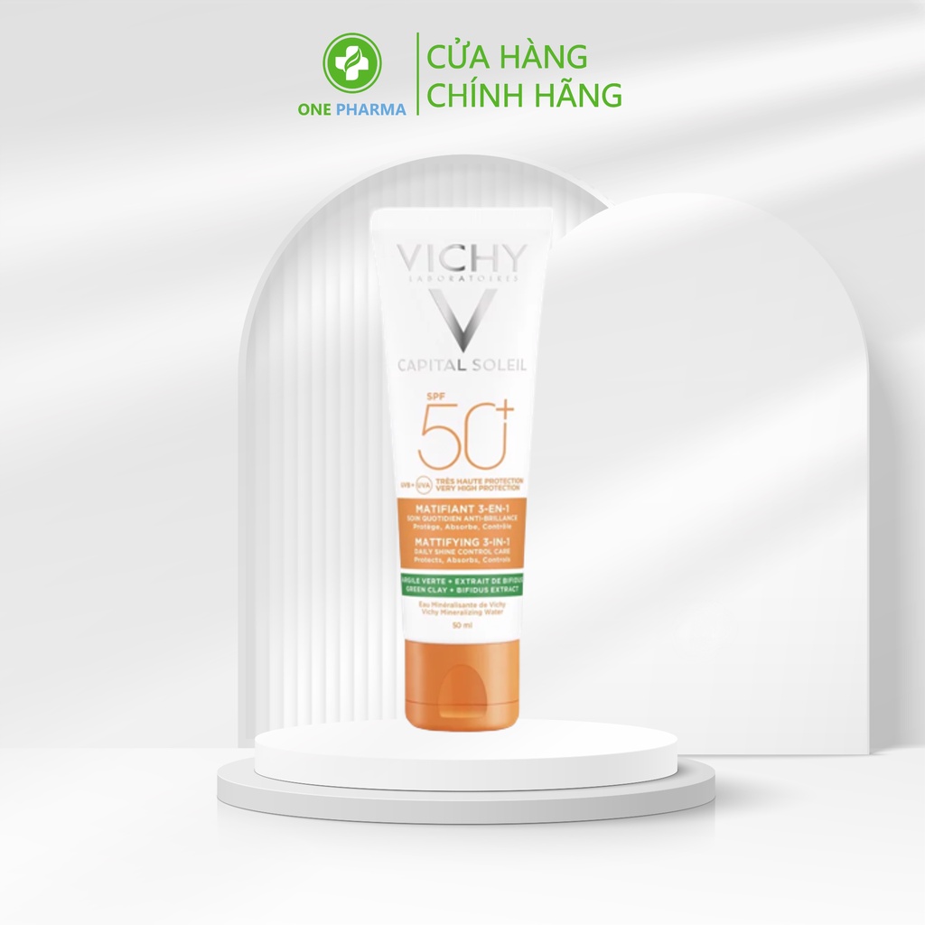 Kem chống nắng Vichy Capital Soleil Mattifying 3in1 SPF50 50ml (Xanh)