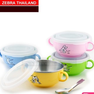 Bộ chén inox 304 cách nhiệt có quai + nắp nhựa và muỗng_zebra_184287