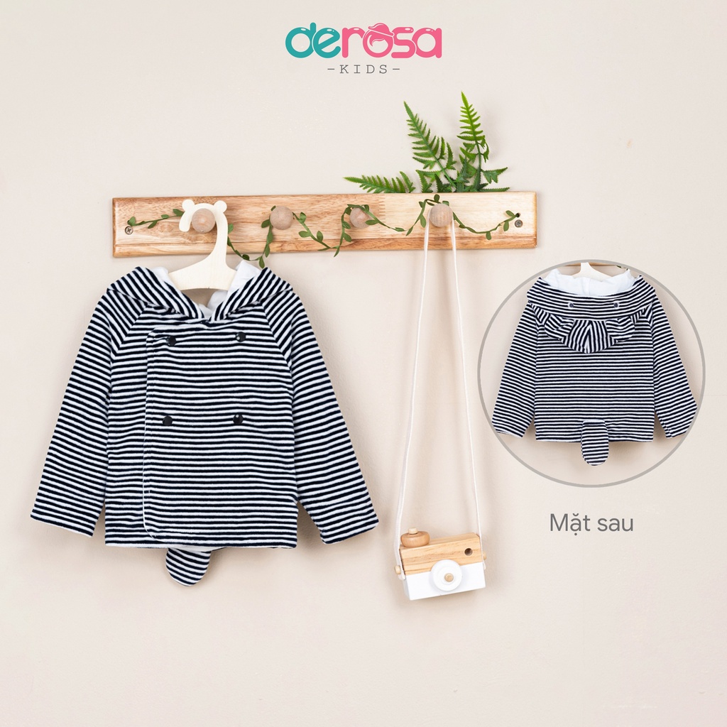 Áo khoác nhung có mũ cho bé trai và bé gái DEROSA KIDS từ 6 đến 24 tháng AWBBD1047A