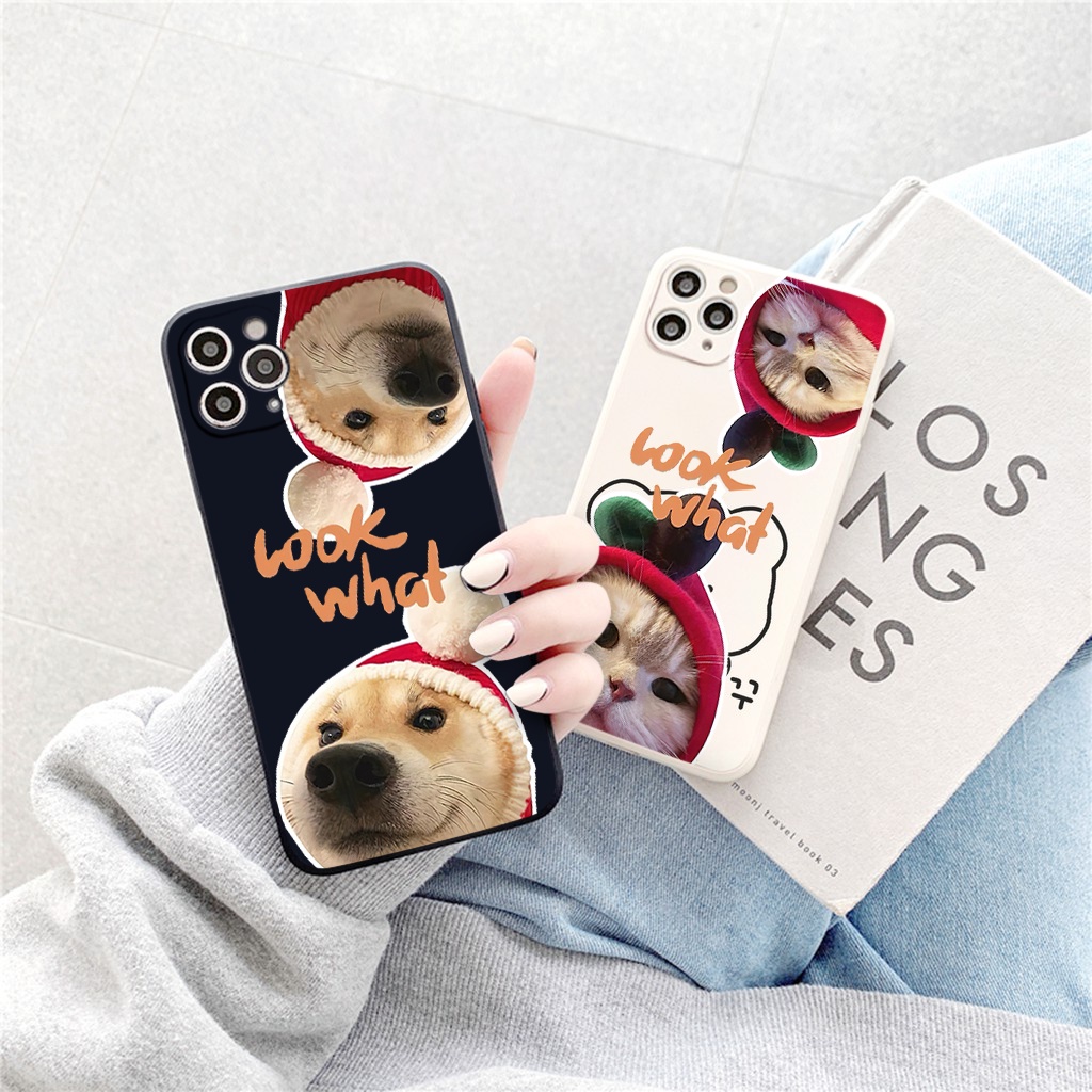 Ốp iPhone ốp lưng iPhone viền vuông bảo vệ camera hình Cún Look What cute dễ thương dành cho iP6 đến iP14promax - li396