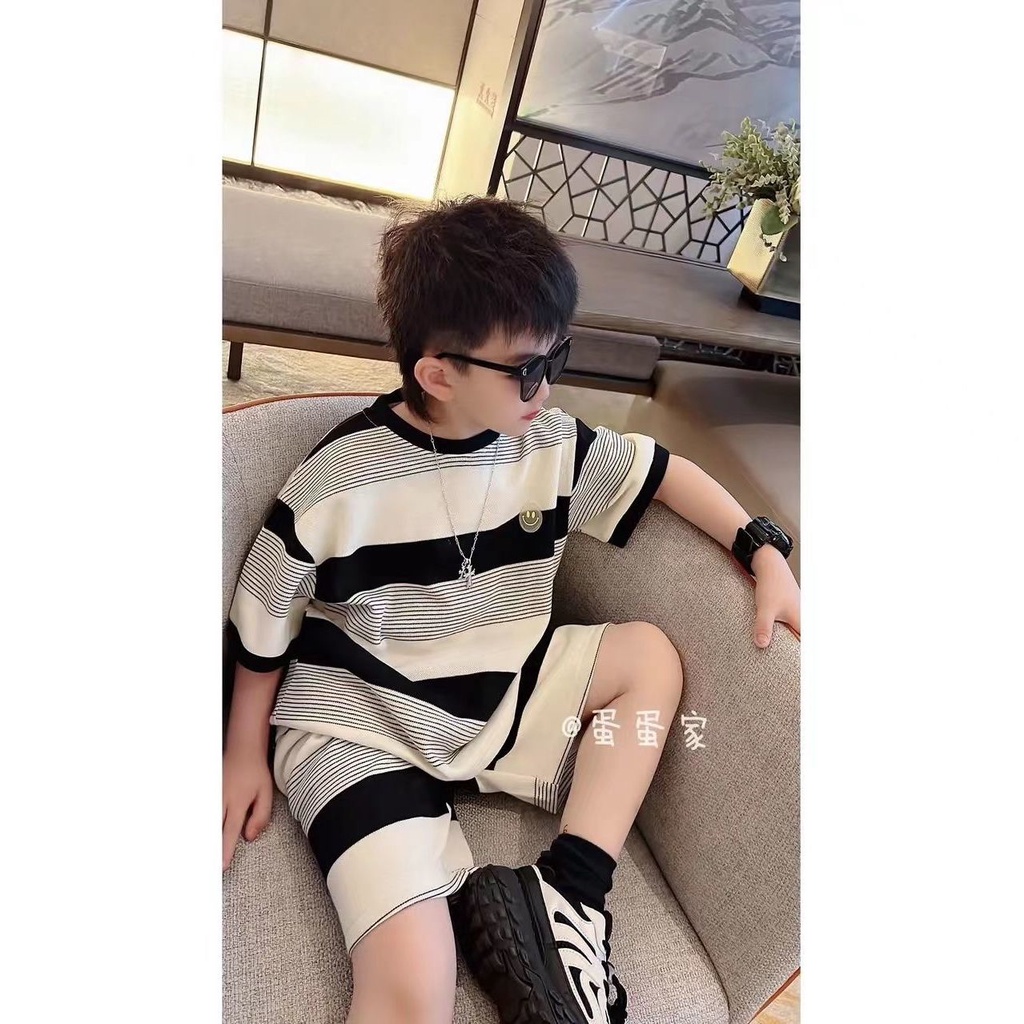 Bộ Áo Thun Tay Ngắn Và Quần Lửng Họa Tiết Hoạt Hình Dành Cho Bé Trai