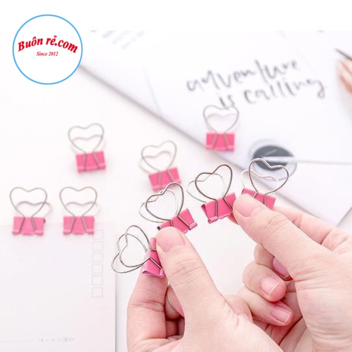 Set 5 Kẹp giấy mini hình trái tim dễ thương – Kẹp bướm, Kẹp tài liệu văn phòng phẩm họa tiết cute Br 01782