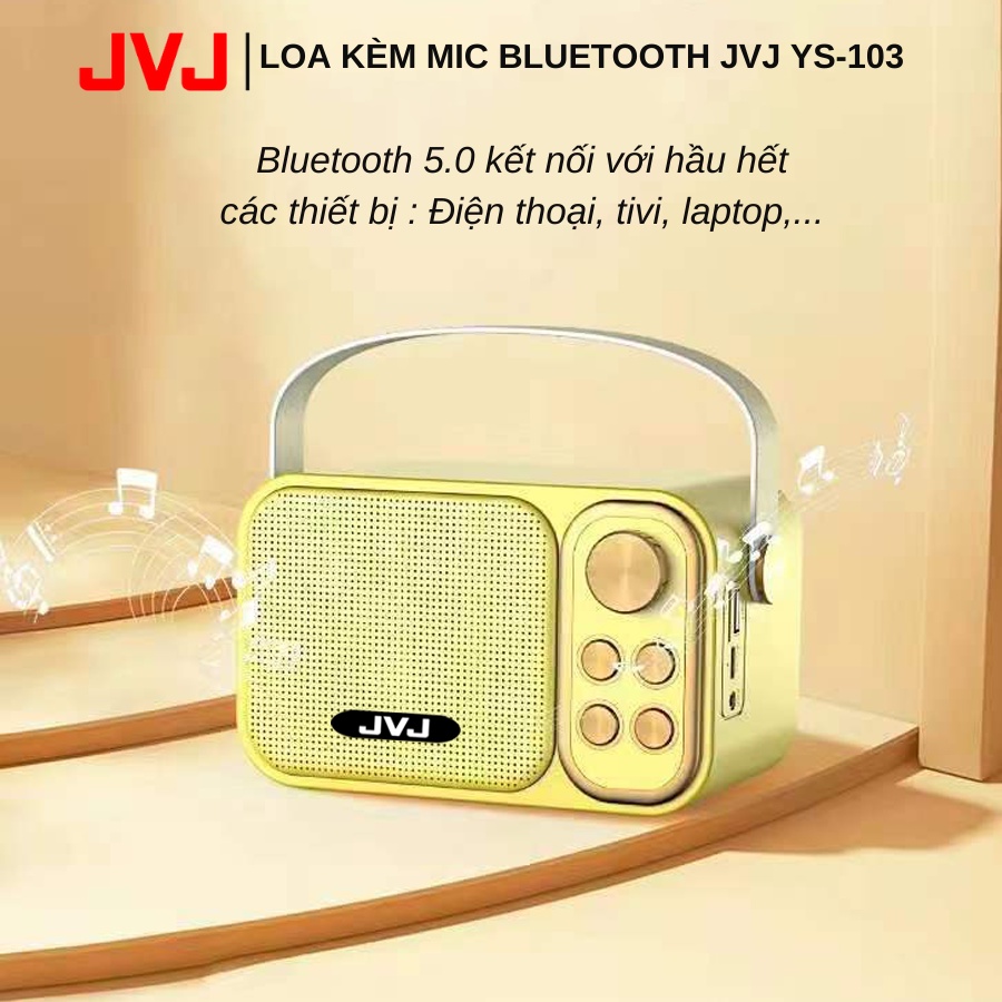 Loa bluetooth mini karaoke kèm mic JVJ YS-103 Không dây, kèm mic hát công suất 5W - Bảo hành 6 Tháng