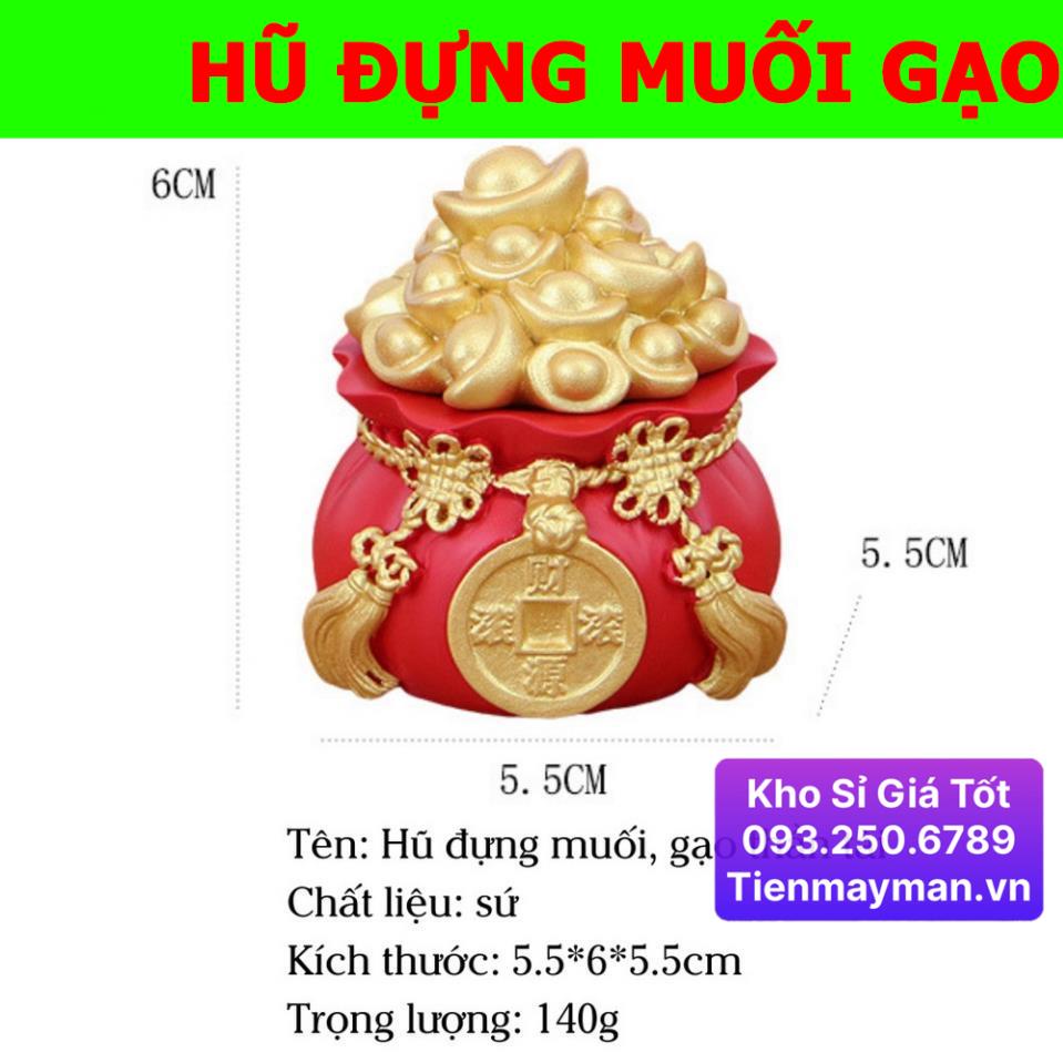 [SẴN HÀNG] Hũ đựng muối gạo thần tài, hũ gạo muối cầu tài cầu lộc trang trí bàn thờ SẴN HÀNG