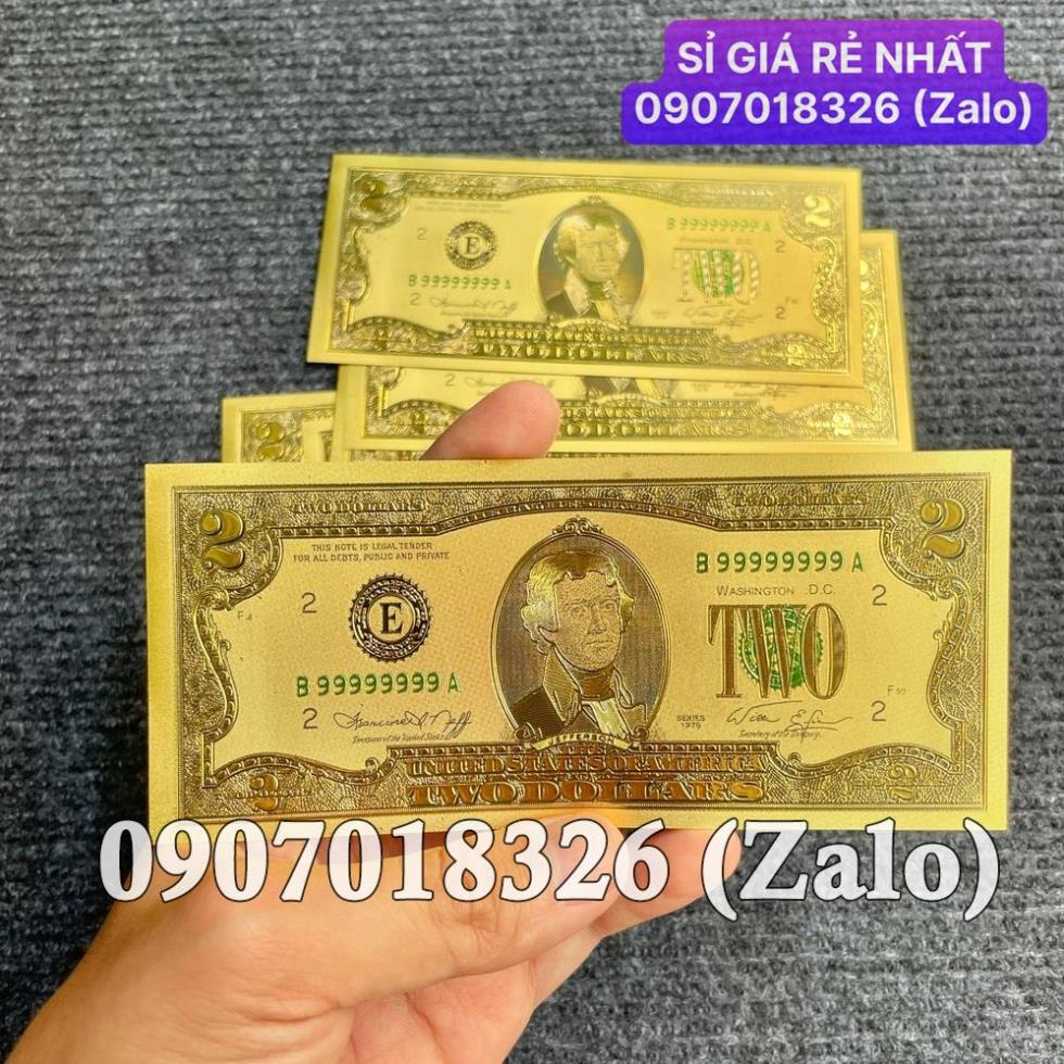 [HÓT] Sỉ Combo 100 Tiền 2 Đô USD Plastic Mạ Vàng Lưu Niệm Phong Thủy May Mắn, Lì Xì Tết , Giá Sỉ