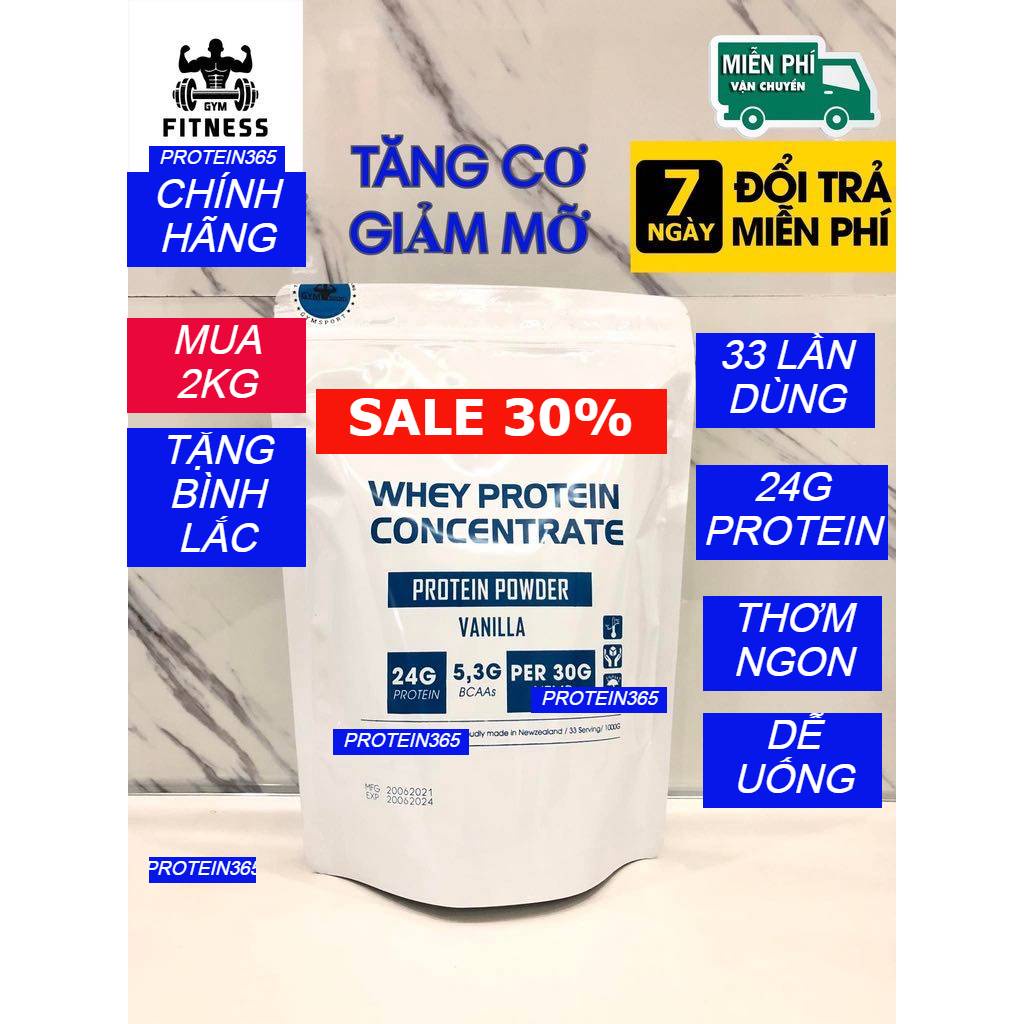 CHÍNH HÃNG  1 KG WHEY PROTEIN CONCENTRATE - Tăng Cơ Giảm Mỡ