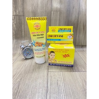 Combo kem sạch mụn Linh Chi Vàng + serum 10ml + sữa rửa mặt