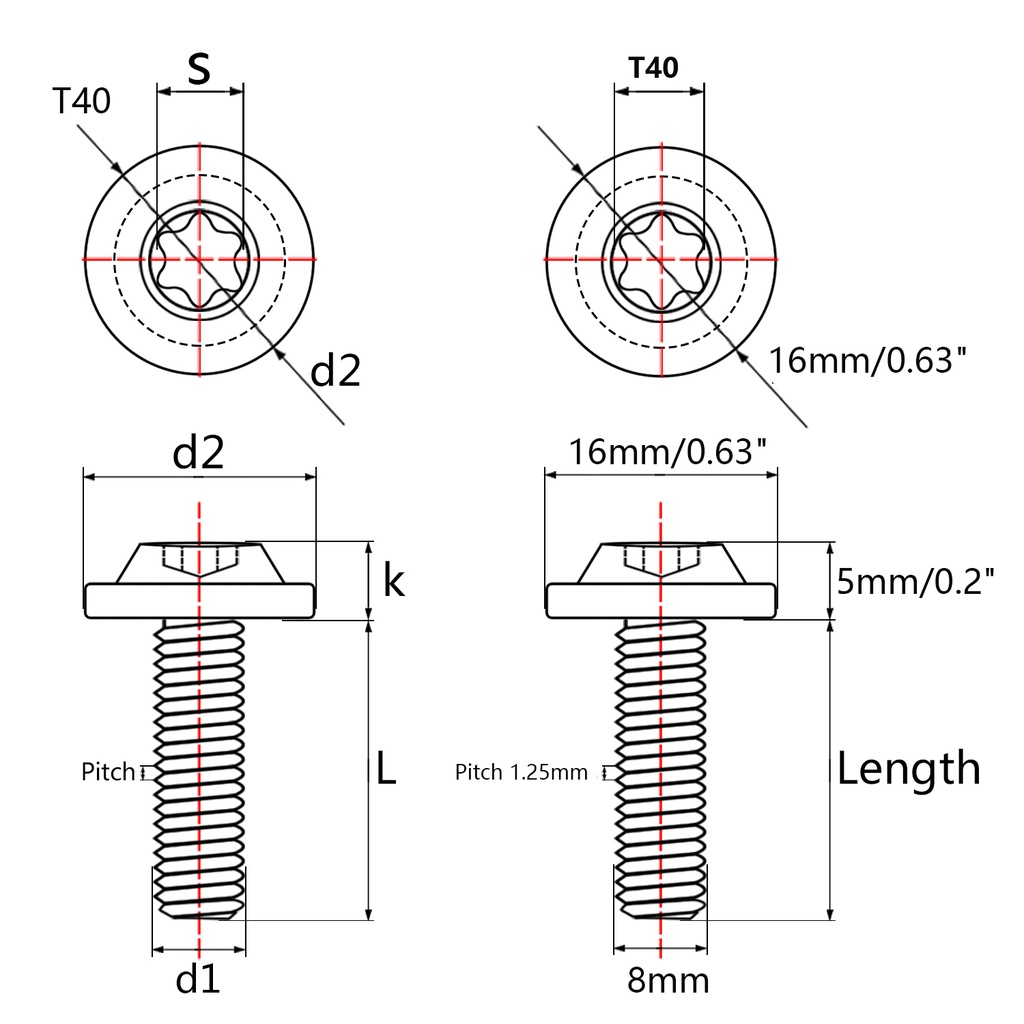 Bu lông phanh đĩa WANYIFA 14 bằng titan M8x10 15 20 25 30 35 40 50 60 70mm dành cho xe máy