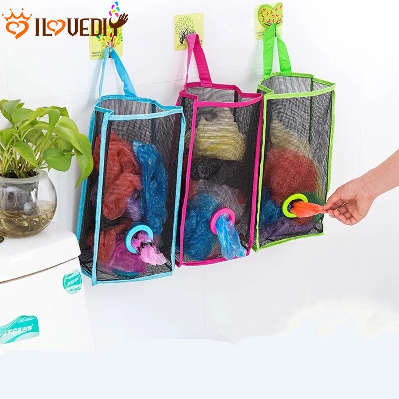 Túi Lưới Treo Tường Đựng Túi Rác Tái Sử Dụng Được Cho Nhà Bếp