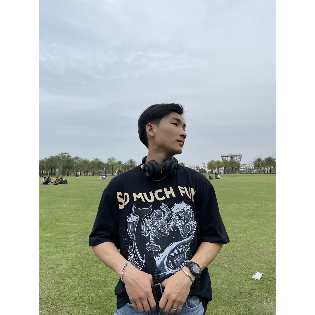 Áo thun cổ tròn Theshark - Áo SO MUCH FUN - Màu Đen [Full size S,M,L,XL]