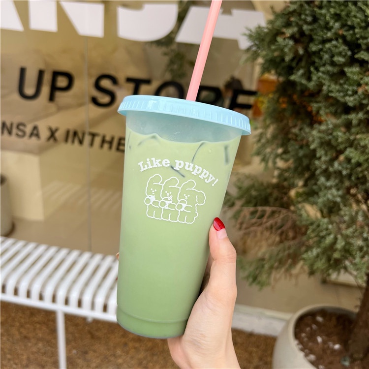 Ly cốc nước nhựa tái chế màu pastel KÈM NẮP VÀ ỐNG HÚT - Hoi Studios