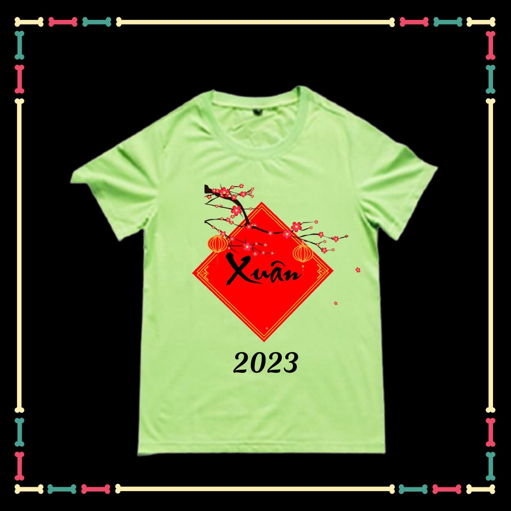 Áo ngắn tay trẻ em mẫu chữ Xuân 2023, Tết 2023 đủ size áo từ 10kg đến 90kg, Có size áo người lớn