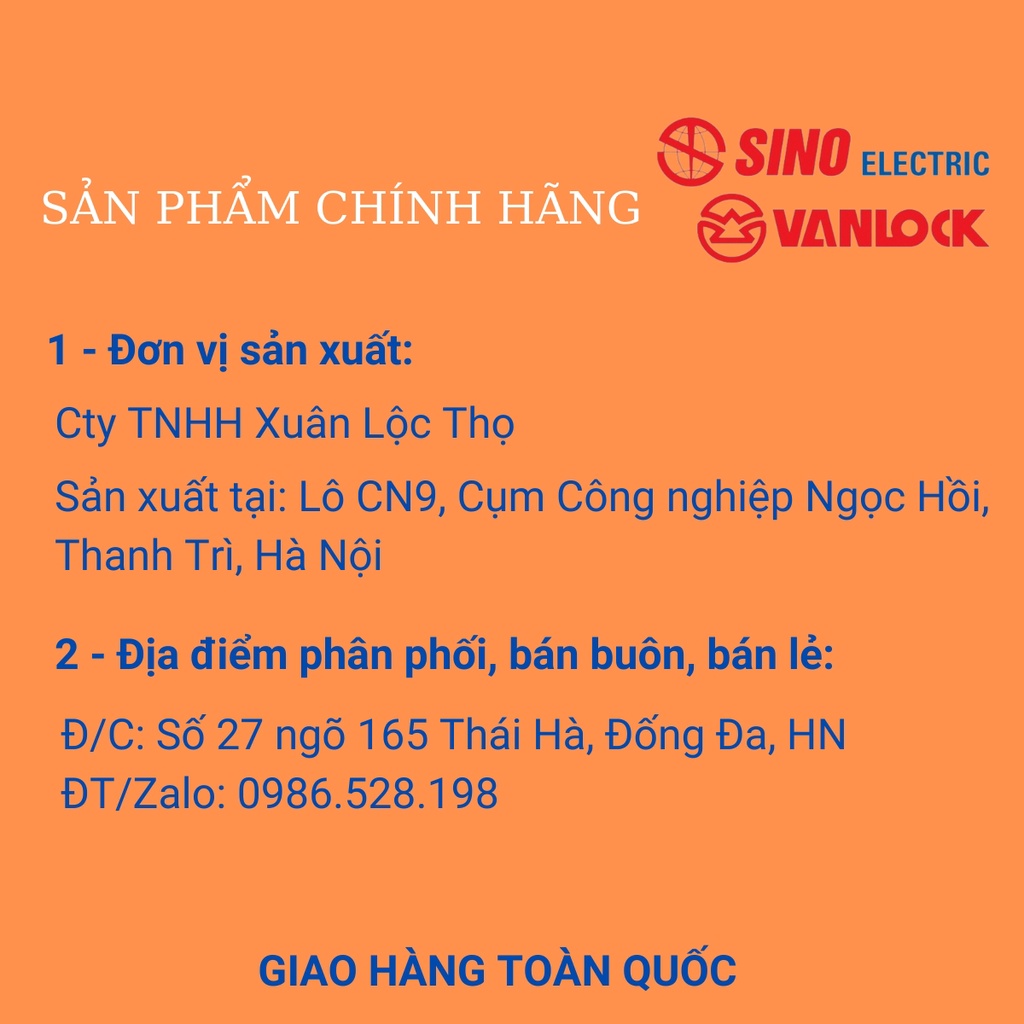 Mặt 1 ổ cắm 1 công tắc hoặc 2 công tắc SINO VANLOCK chính hãng