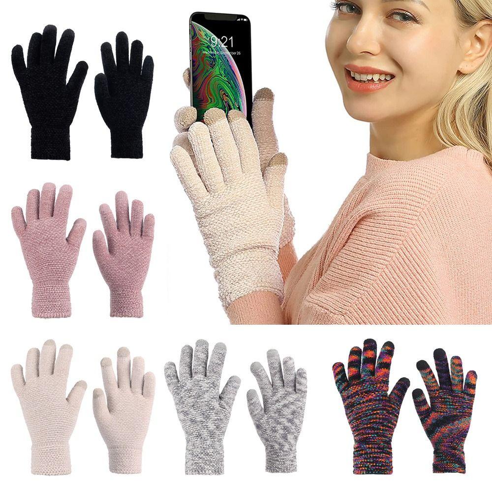 1 Đôi Găng Tay Lông Nhung Dày Dặn Có Thể Chạm Màn Hình Cảm Ứng Thời Trang Thu Đông