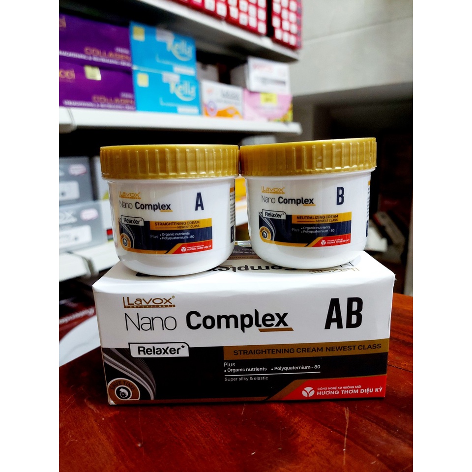 Kem duỗi tóc nhỏ tại nhà Lavox NaNo complex AB 150mlx2 siêu mềm mượt  công nghệ duỗi phủ bóng hàng chính hãng công ty.