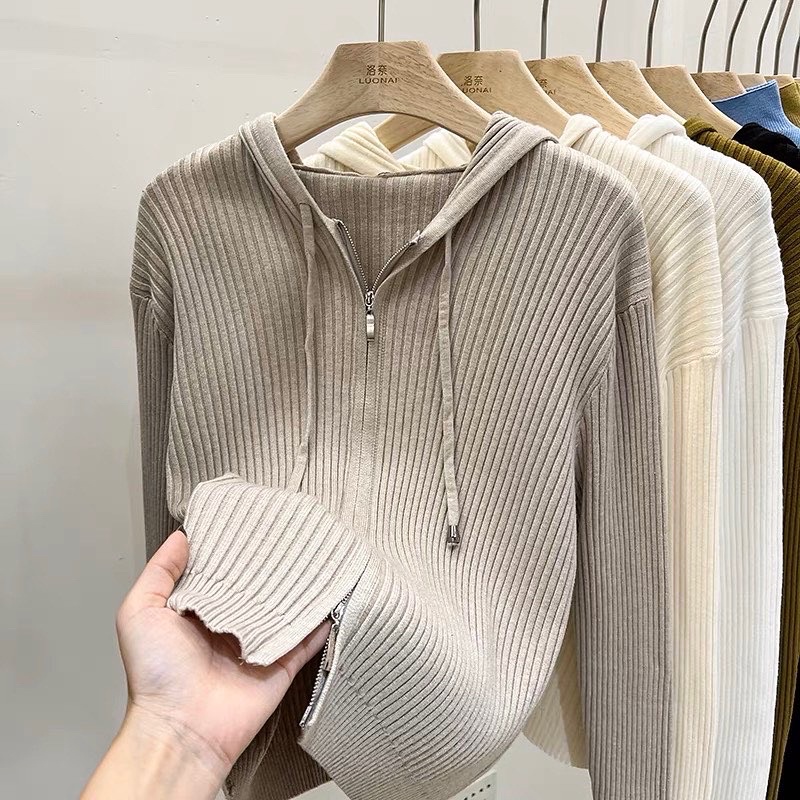 Áo khoác dệt kim khóa kéo giống Jennie Blackpink