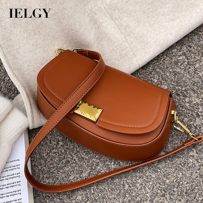 Túi Đeo Chéo Màu Đen Phối Khóa Kéo Đơn Giản Phong Cách retro Cho Nữ