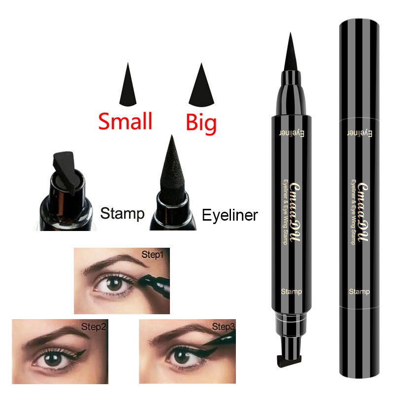Bút Kẻ Mắt 2 Trong 1 Màu Đen Nhanh Khô Chống Thấm Nước Lâu Trôi Dễ Sử Dụng