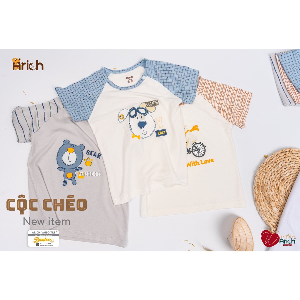 Bộ cộc tay cài chéo phối hình vải sợi tre cao cấp Arich