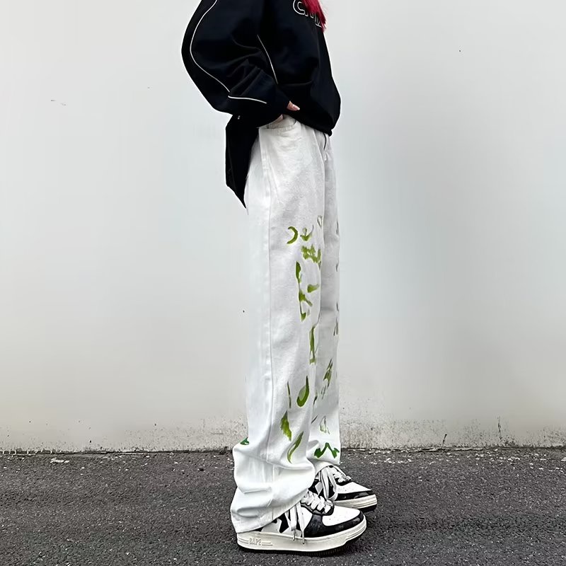 Quần Jean Dài nam In Chữ  quần jean ống rộng nữ graffiti Cá Tính Thời Trang Cho Nam Nữ quần jean nam cao cấp