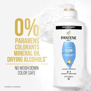 Dầu Gội Pantene Pro-V Classic Clean Shampoo 2 in 1 355ml/ 820ml - Made in USA