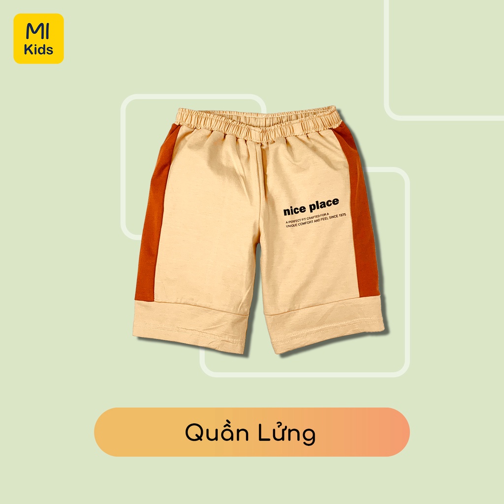 Quần short bé trai In Chữ Nice Place phong cách, Thun Cotton Mềm mịn thoáng mát Cho Bé đến 55Kg mặc nhà đi học đi chơi