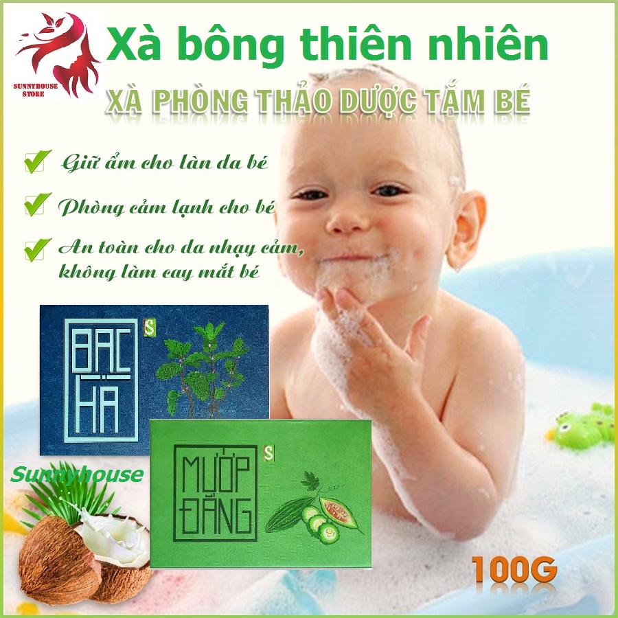 Xà bông tắm gội cho bé từ Sinh dược 100% thiên nhiên - xà bông Handmade từ dược liệu - an toàn cho da nhạy