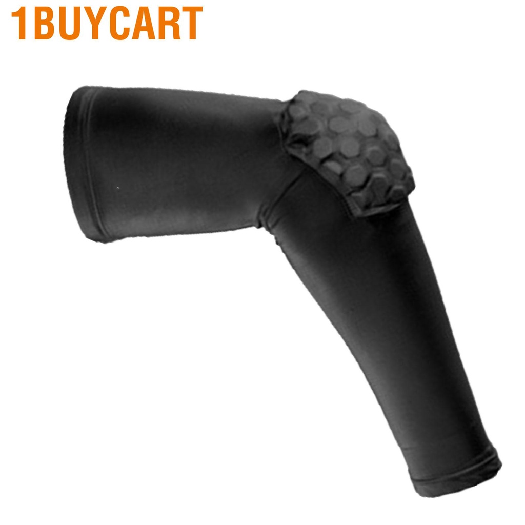 1buycart Sports Elbow Guard Lengthened Black with Honeycomb Pad Nylon and Polyurethane Support Sleeve for Fitness