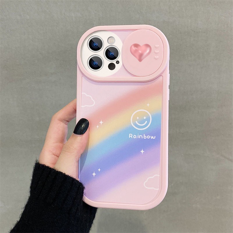Ốp điện thoại iphone nắp trượt tròn tim be love cầu vồng 6/6splus/7/7plus/8/8plus/x/xs/11/12/13/14/pro/max/plus/promax