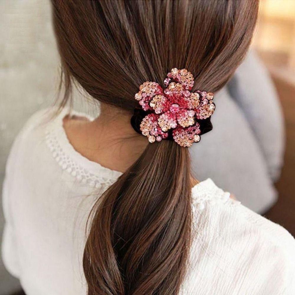 Dây Cột Tóc Cao Su Bản Lớn In Họa Tiết Hoa Phong Cách Hàn Quốc Cổ Điển